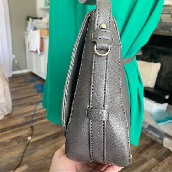 Crossbody Women’s Shoulder Purse Grey Faux Leather - Picture 10 of 15